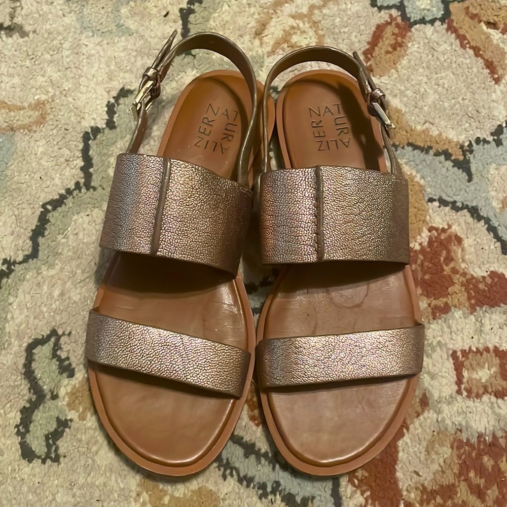 Metallic bronze sandals